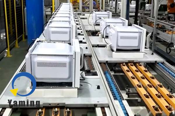 Microwave oven assembly line